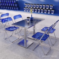 Influencer Stainless Steel Combination Table Chair Industrial Style Shop Mala Tang Milk Tea Shop Cof