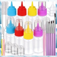 [G V W E] Icing Bottle, Squeeze Writer Bottles(1 and 2 Ounces), Brush for Cake Decorating, Food Colo