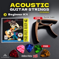 【Buy 1 Get 7】Alice Acoustic Guitar String Set +Guitar Picks & capo 011-052 / 012-053 Anti-Rust Coati
