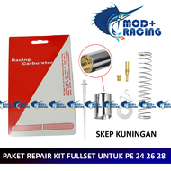 (BISA COD) PAKET FULLSET PISTON SKEP KARBURATOR PE 24 26 28 30 KUNINGAN COPPER TEFLON SKEP HITAM KAB