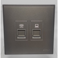 SIMON E6 GREY OUTLET TELEPHONE CAT 6 DATA OUTLET/