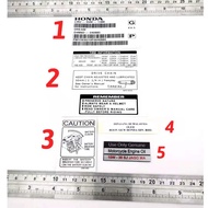 MOTOR STICKER (BARCODE,GENUINE PARTS) EX5 / EX5 DREAM BAR CODE