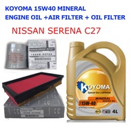NISSAN SERENA C27 2.0 HYBRID OIL FILTER + AIR FILTER + KOYOMA 15W40 MINERAL ENGINE OIL