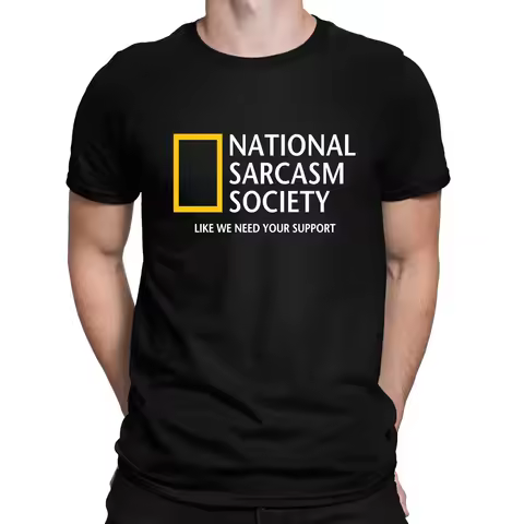 National Sarcasm Society Geographic Parody Funny T-Shirt Retro Streetwear High-quality Crew-neck Sho