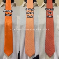 Terbaru Dasi Panjang Pria Warna Orange Peach Orens Polos dan Motif