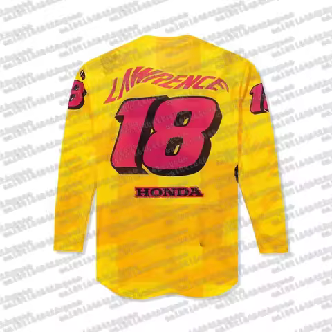 Honda Motocycle Jett Lawrence #18 Custom Yellow Honda Jersey Vintage Racing Team Reprint Jersey Loos