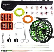 Dr.Fish Fly Fishing Outfit Rod and Reel Combo, 4 Pieces 9FT IM8 Carbon Fiber Fly Rod, 5/6 CNC Machined Aluminum Pre-spooled Fly Reel, 16 Fishing Flies and Lightweight Portable Case