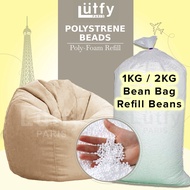 [READY STOCK] Bean Bag Refill Beads Polystyrene Poly Foam | Biji Kabus biji putih Isi 1KG / 2KG Fill