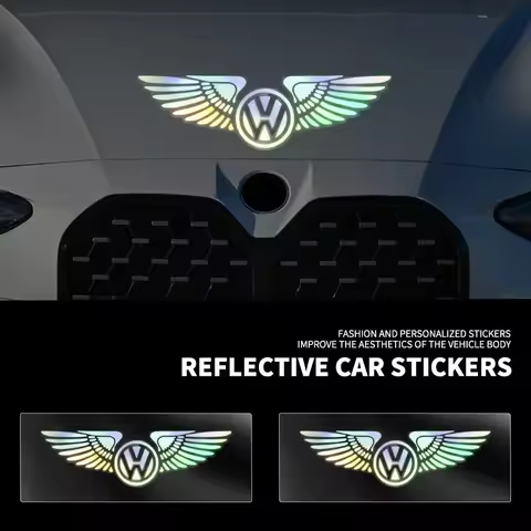 Car Logo Angel Wings Decoration 3D Reflective Waterproof Sticker For Volkswagen LEXUS Dacia Tesla Ca