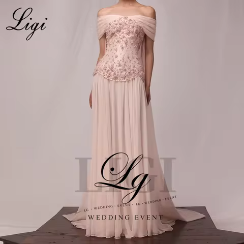 LIGI Modest Evening Dresses Full Sleeves Arabic Prom Dress Dubai Long Formal Gown Robe De Soirée A-l