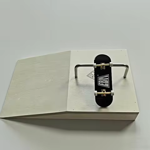 Wooden Fingerboard Ramp Set Quarter Pipe & Grind Rail Obstacles for Tech Deck Desktop Skate Park
