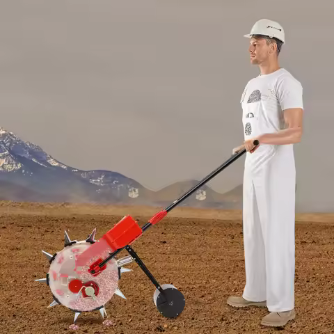 10-Row Push Seeder for Corn Beans Adjustable Depth 1.38-3.07in 8.27lb Hopper Garden Planting Machine