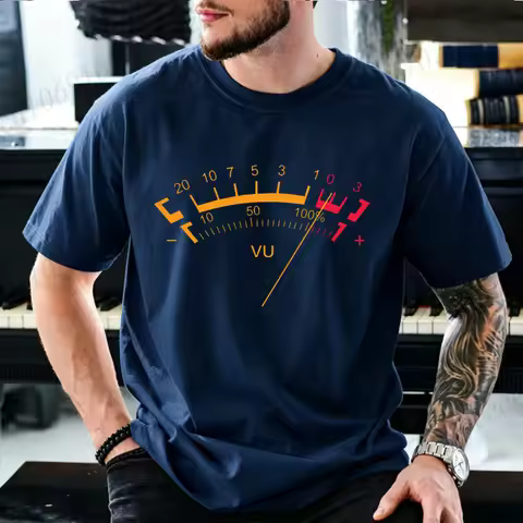 VU Volume Meter Graphic T-Shirt Men Rock DJ Recording Studio Engineer Tshirts Short Sleeve Tee Novel