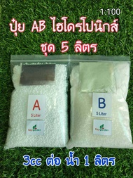 ปุ๋ย AB ขนาด 5 ลิตร (1:100)ใช้ได้ทั้งระบบน้ำนิ่งและน้ำวน ** มีคู่มือผสมทุกชุด ** 2ชุดแถมอาหารใบ 1ขวด **