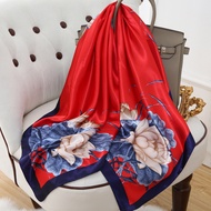 T Classy All-Match Simulation Silk Square Scarf Style 90cm * 90cm Spring Autumn Korean Version Fresh