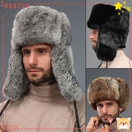 RUTHNISSI Faux Rabbit Fur Hat, Thickened Soft Fur Bomber Hat,  Windproof Ear Protection Winter Warm 
