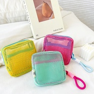 Dopamine mesh women's lipstick bag, colorful tofu bag, mini coin purse, large-capacity mesh makeup b