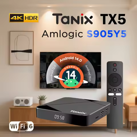 TANIX TX5 TV BOX Android 14 AV1 Amlogic S905Y5 4G 32G 64G 4K 3D Video Wifi6 BT5.X Smart Media Player