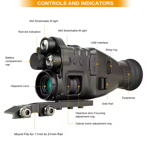 CY789 Night Vision Riflescope Monocular w/ Wifi APP 200M Range NV Scope 850 940nm IR Night Vision Si