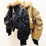 SLY Inventory BOMBER B-15 Raccoon Fur Collar Flight Jacket.neat Short Version.detachable Fluff Linin