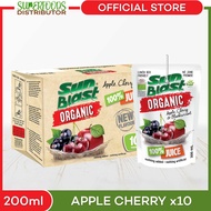 Sunblast 100% Organic Apple-Cherry-Blackcurrant Juice (200ml x 10 packs)