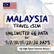 NeuSIM Malaysia eSIM 7-30 Days 2GB Daily Unlimited 4G Data | Same Day DELIVERY!