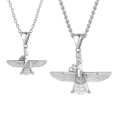 Size S/L Faravahar Necklaces Ahura Mazda Pendant Stainless Steel Zoroastrian Iranian Necklaces for M