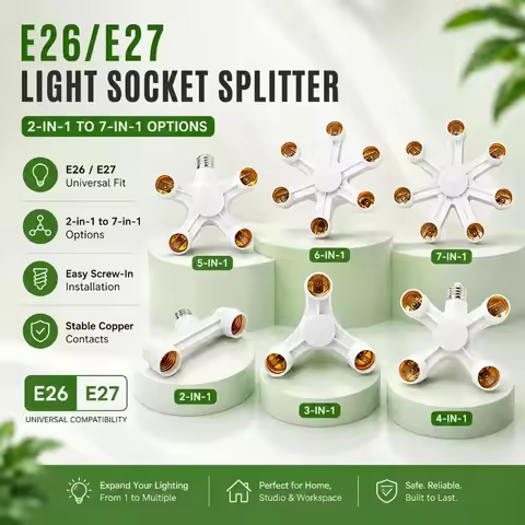 2/3/4/5/6in1 E27 To E27 LED Light Bulb Socket Splitter Adapter Holder Converter For Home Studio Phot