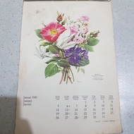 Original calendar print 1981 Germany January 1981 flower image
