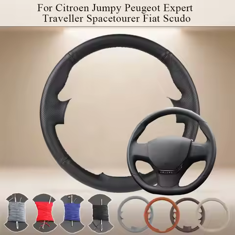 DIY Anti-Slip Car Steering Wheel Cover Fit for Citroen Jumpy Peugeot Expert Traveller Spacetourer Fi
