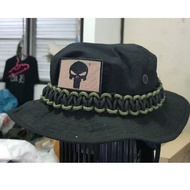 Black Brim Hat With Rope Green And Size 58-59 Cm.