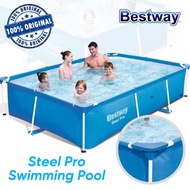 Bestway Steel Pro Swimming Pool Retangular Foldable Original Set  2.21M 2.59M 3M 4M