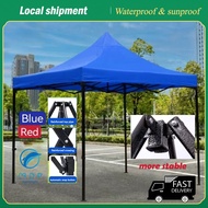 【Local shipment】6x6 8x8 10x10 10x15folding canopy folding tent kanopi bazar khemah ( full set) payung niaga canopy lipat kanopi  tent Retractable Tent Complete Set black post Waterproof Big tent PVC Outdoor Tent for Car