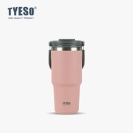 TYESO แก้วน้ำสแตนเลสความจุขนาดใหญ่ แก้วกาแฟ แก้วน้ำดื่มบนรถ แก้วน้ำดื่มแบบมีท่อสำหรับผู้หญิง ดีไซน์เ