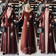 Gamis Burgundy Kekinian Terbaru 2025 Zahira Dress Mewah Set Outer 2 Layer Abaya burgundy Mahogany Fa