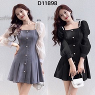 [FG] Annabelle Pleated Hem Mini Dress / Dress FashionableELEGAN Wanita D11898
