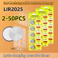 2-50PCS LIR2025 Rechargeable 3.6V 25mAh Lithium Coin Battery for Watches, Can Replace CR2025 Button 