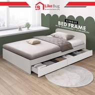 ⚡️LIKE BUG⚡️Wooden Single Bed Frame with Headboard / Katil Single Kayu / Pull Out Bed / 2 drawer / s