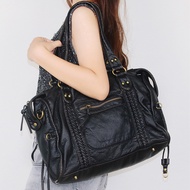 112025New Trendy Fashion Y2K Retro Motorcycle Bag Soft Leather Large Capacity Shoulder Bag Wasteland