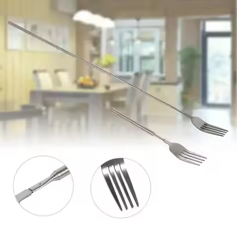Stainless Steel Telescopic Dining Spork Table Folding Portable Tableware Outdoor Camping Barbecue Fo