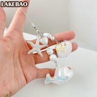 LAKEBAO 1PCS Ocean Whale Keychain Starfish Charm Pendant Keyring Jewelry For Girl Women Gift Bag Dec
