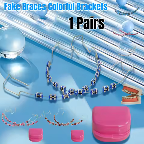 Fake Braces Colorful Brackets Teeth Temporary Metal Wires Bracket Tooth Decoration Orthodontic Ligat