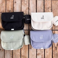 韓國預訂 4色選 kangol 刺繡logo 帆布斜咩袋  連零錢包