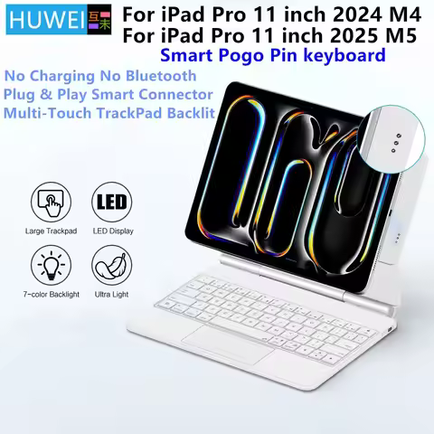 HUWEI Smart Pogo Pin Keyboard case for iPad Pro 11 inch 2025 iPad M5 Pro 11 Case for iPad Pro 11'' M