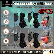 4PCS 4M Outdoor Camping Pulley Adjuster Camping Tent Rope Buckle Adjustable Wind Rope Adjuster Khema