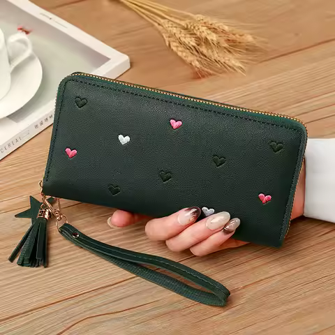 Women Long Wallets Purses Luxury Love Heart Wallets for Ladies Girl Money Pocket Card Holder Female 