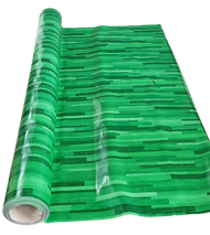 เสื่อน้ำมัน MPI (ลายปาเก้ สีเขียว-ฟ้า) ปูพื้น ปูโต๊ะ PVC หนา 0.3 มิล หน้ากว้าง 1.40 ม. ยาว 3 เมตร เคลือบเงา เกรดเอ คุณภาพดี