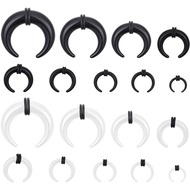 18 PCS Kit Peregangan Septum Akrilik, Cincin Peregangan Septum Bentuk C Hitam dan Putih untuk Hidung