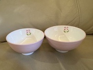 粉紅色花花飯碗(可以入微波爐) Pink Floral Ceramic Rice Bowls (can be microwaved)