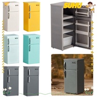 SUHU Fridge Model, Plastic Multicolor Mini Fridge, Retro 1:24 Kitchen Appliances Doll House Fridge D
